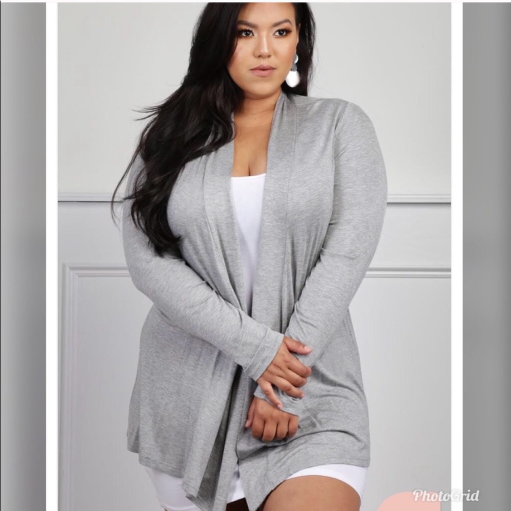 NEW PLUS Gray Light weight Cardigan - Picture 3 of 7
